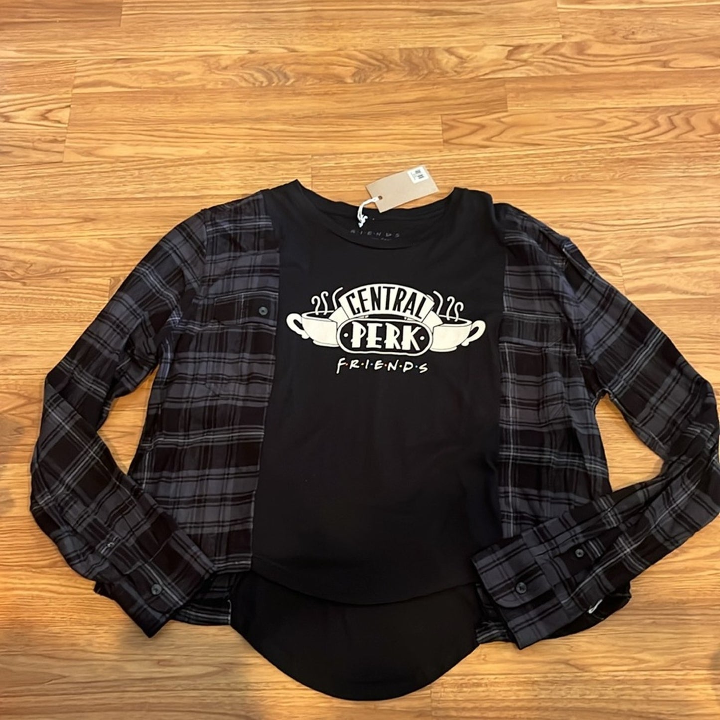 Friends TV Show Upcycled Flannel Shirt / Sweatshirt one size