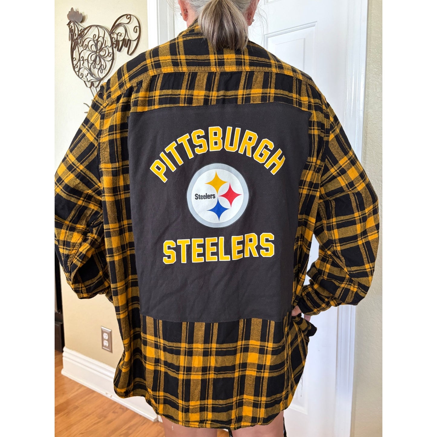 Pittsburgh Steelers NFL Upcycled Flannel Shirt Unisex 3XL