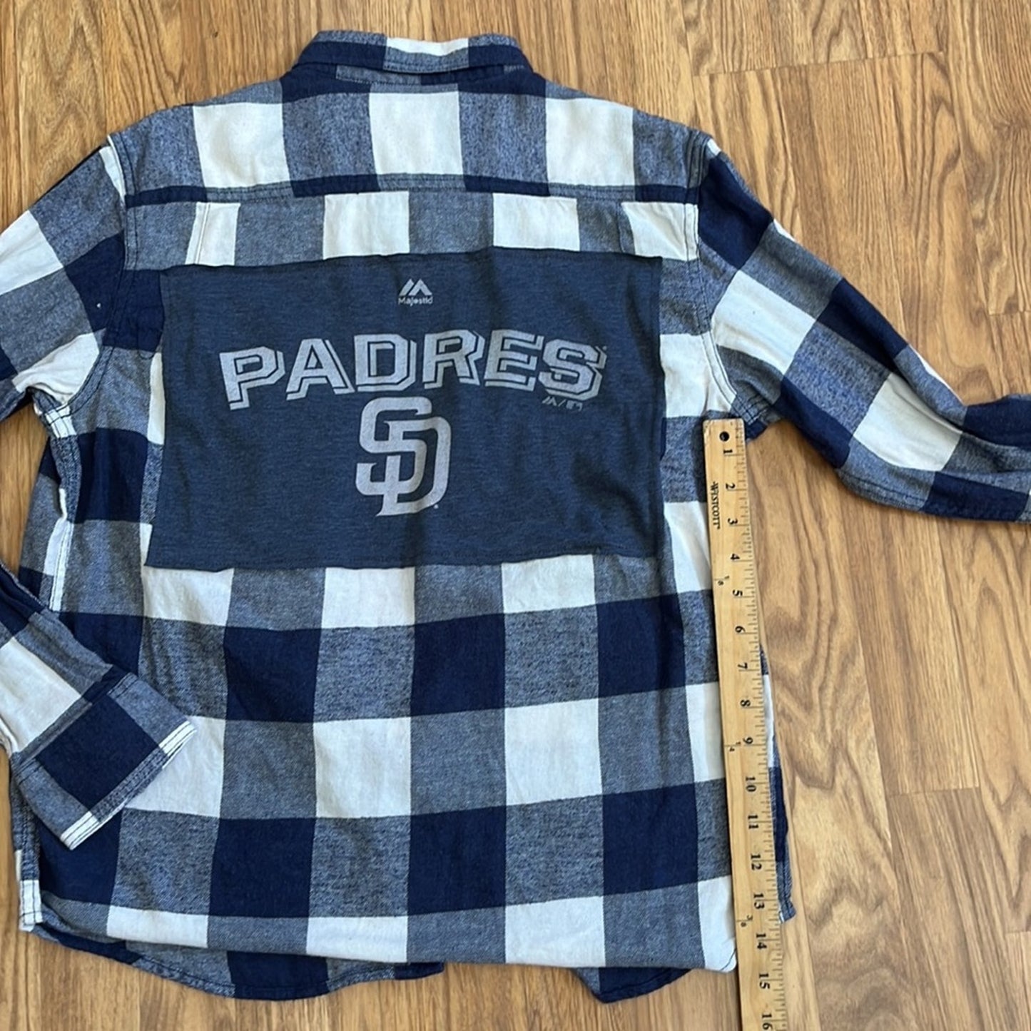 San Diego Padres Baseball Flannel Shirt upcycled one of a kind size Medium