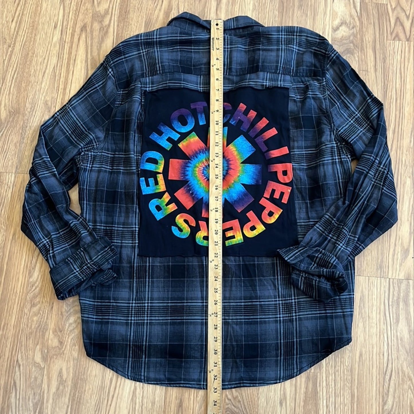 Red Hot Chilie Peppers Flannel Shirt upcycled one of a kind unisex 3XL
