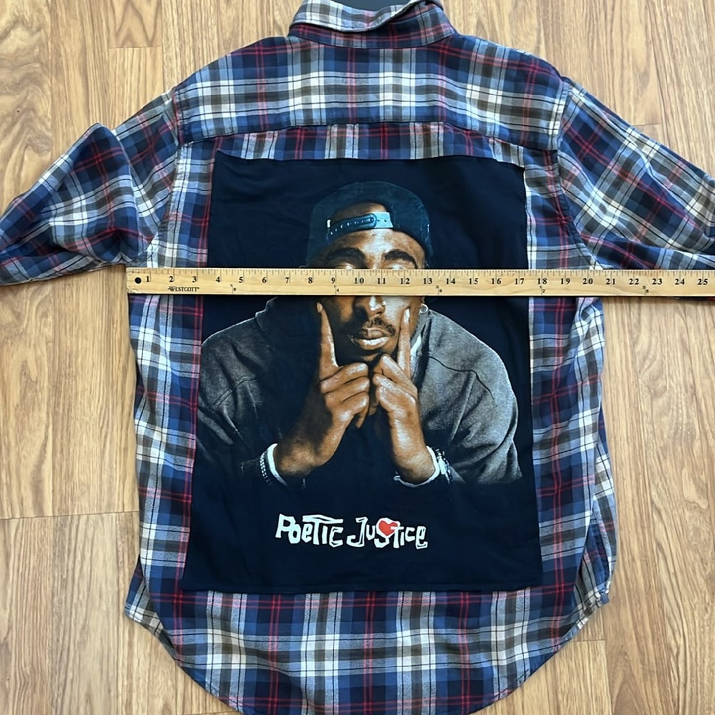 Poetic Justice Flannel Shirt upcycled unisex Size XL