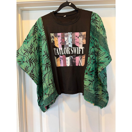 Taylor Swift Upcycled Kantha Tunic Top Shirt OS Handmade Boho