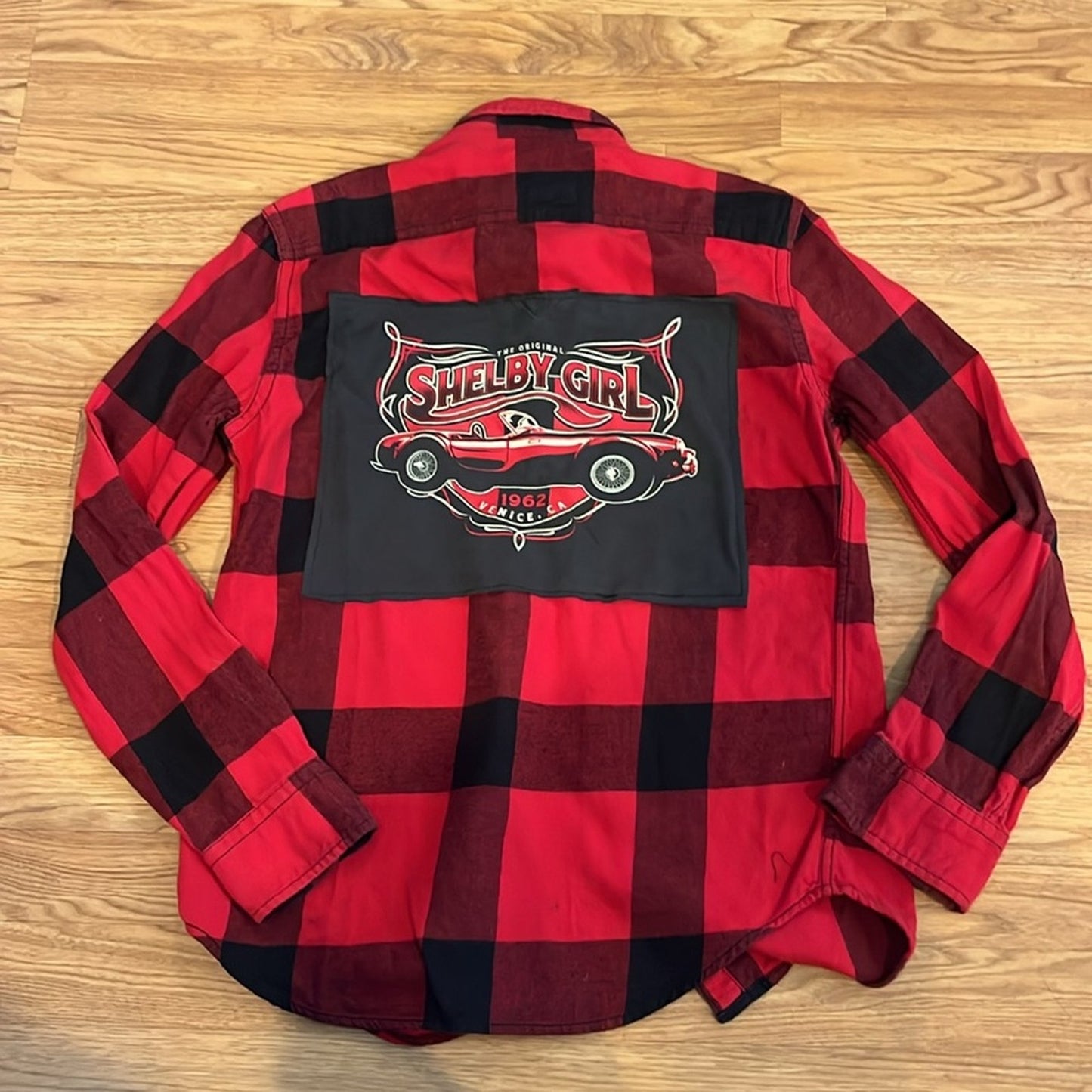 Shelby Girl 1962 Venice California Upcycled Flannel Shirt unisex Size Small S