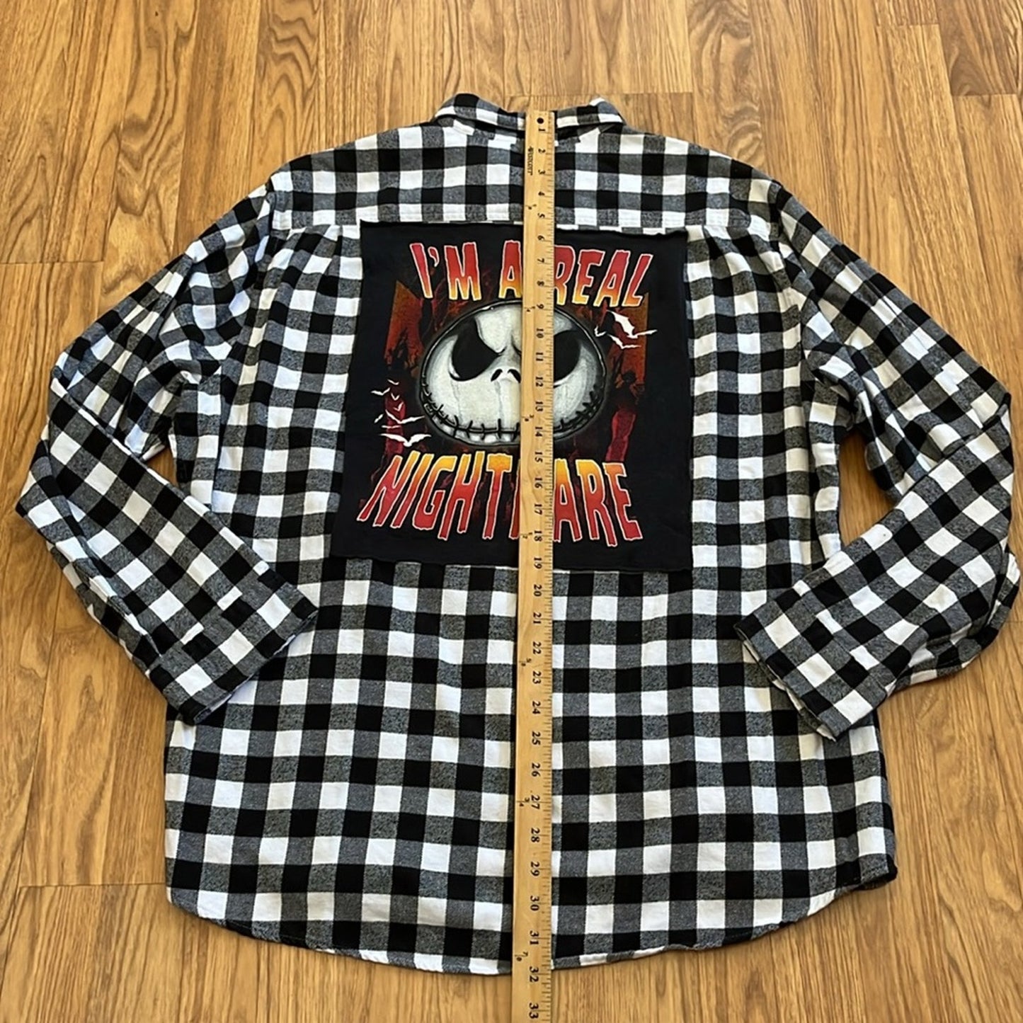 Nightmare before Christmas Flannel Shirt upcycled unisex size XL
