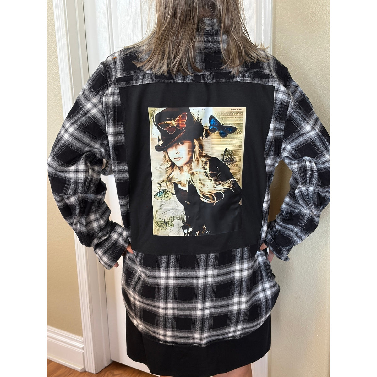 Stevie Nicks Upcycled Flannel Shirt Top Unisex XLT X-large Tall