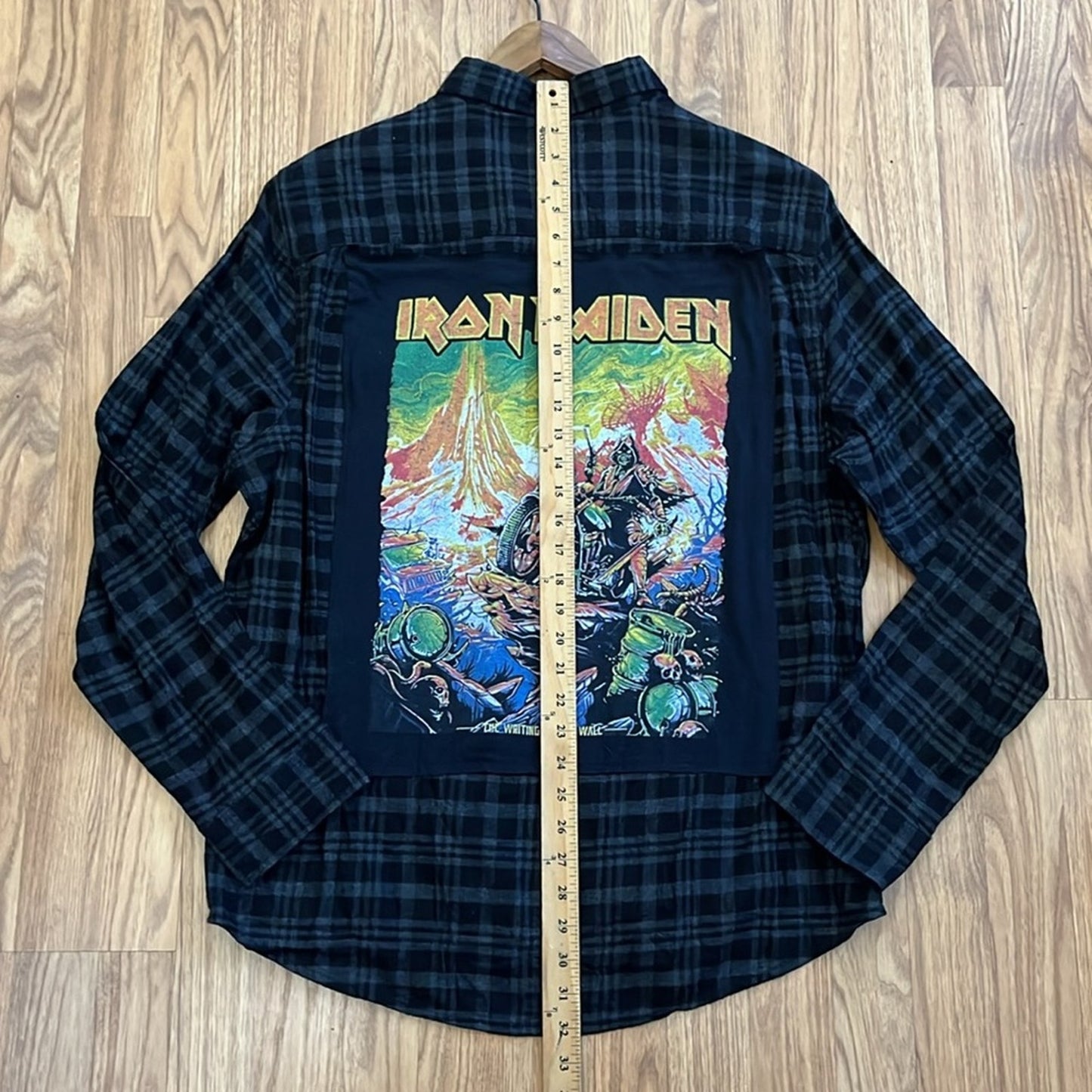 Ironmaiden Flannel Shirt upcycled unisex size XL