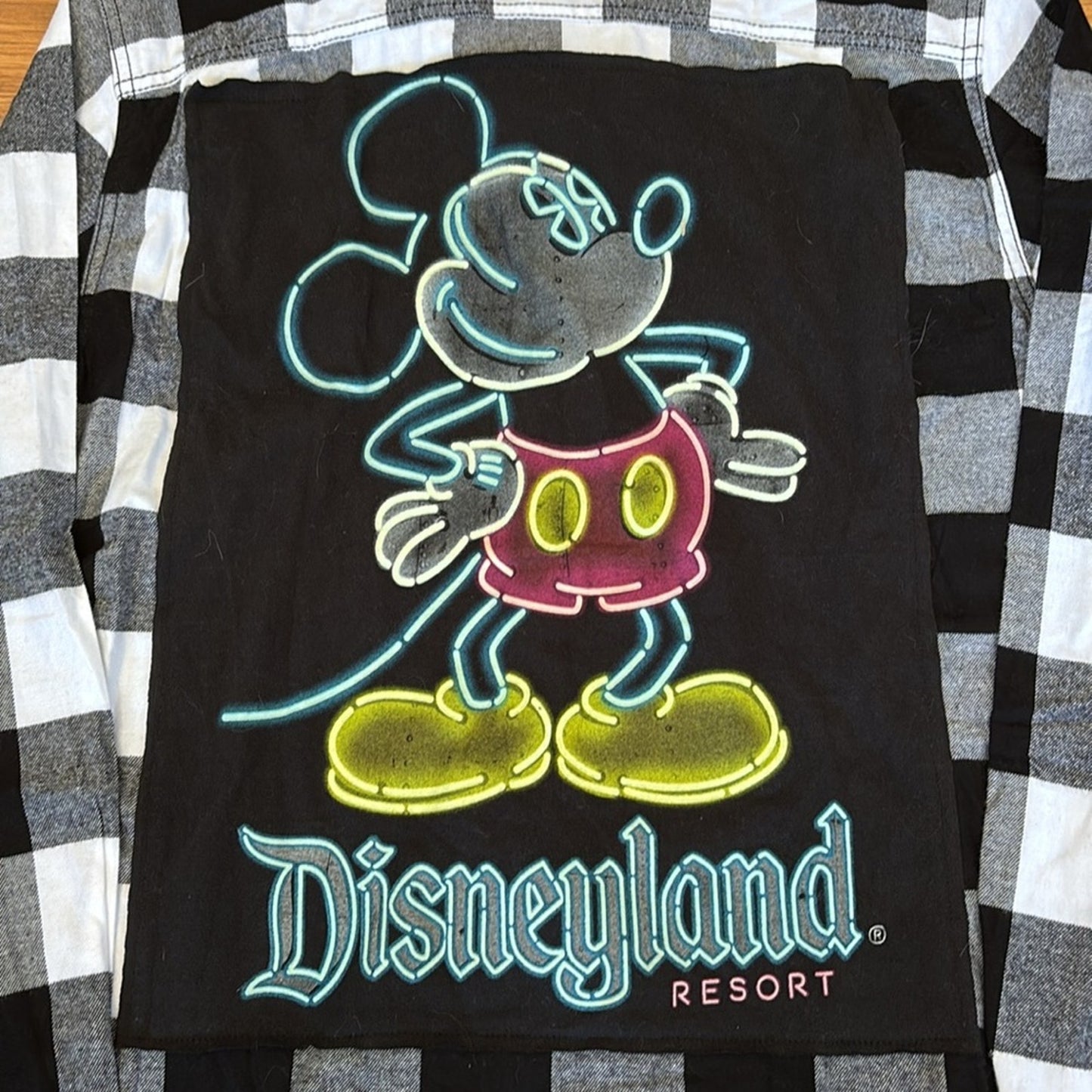 Mickey Mouse Disneyland upcycled Flannel Shirt Unisex Size Large L