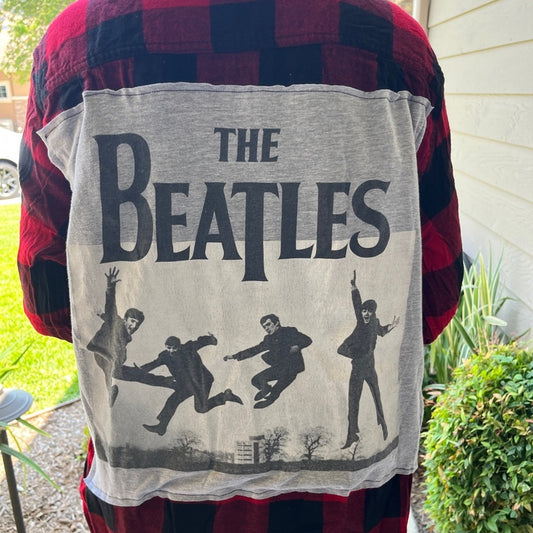 The Beatles Flannel shirt upcycled one of a kind size large unisex