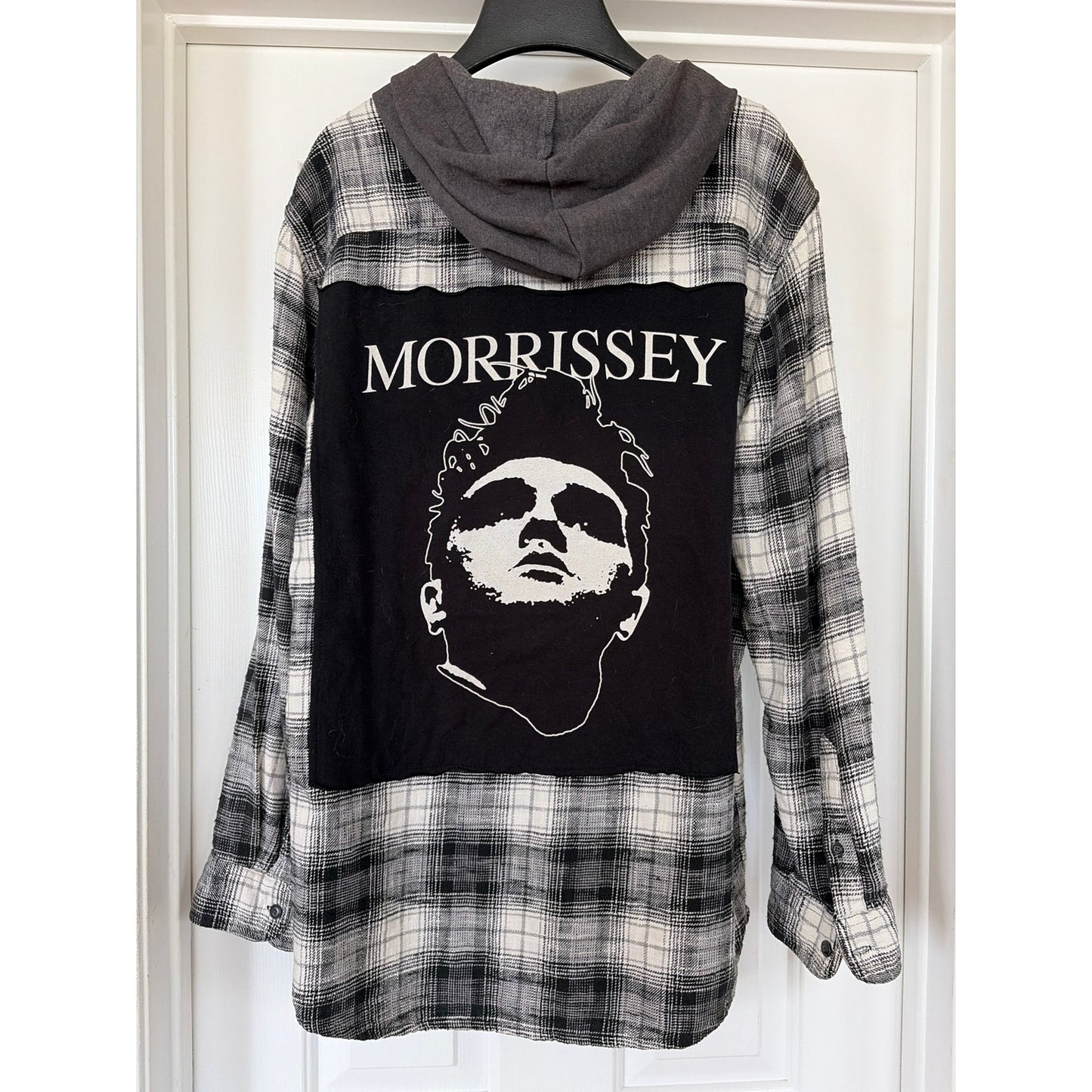 Morrissey Upcycled Flannel Shirt with Hood Unisex Size MediumM