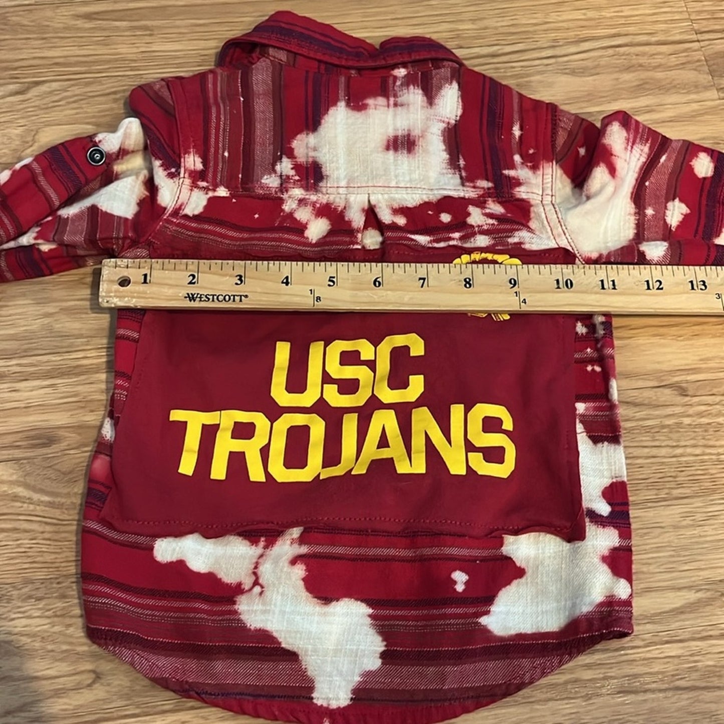 USC Flannel Shirt upcycled bleached unisex size 2T
