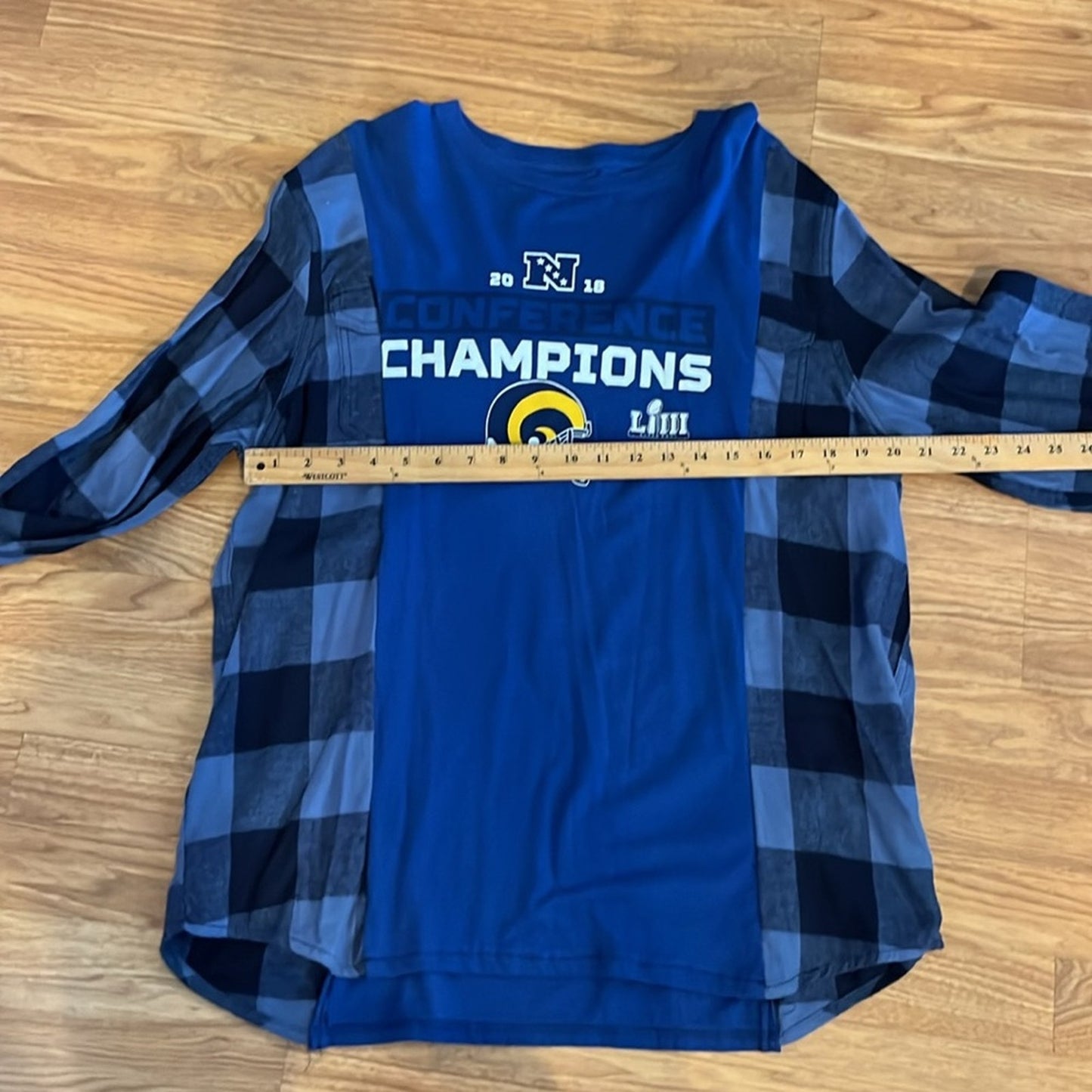 Los Angeles Rams LA Flannel Shirt / Sweatshirt upcycled unisex one size