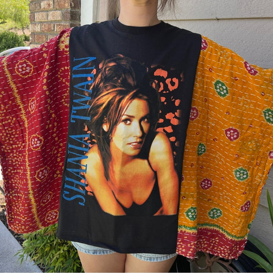 Shania Twain Upcycled Kantha Tunic Top Shirt OS Handmade