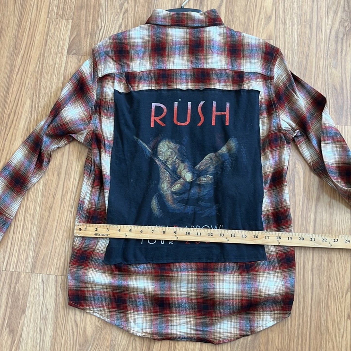 Rush Flannel shirt upcycled one-of-a-kind size medium M men's / unisex