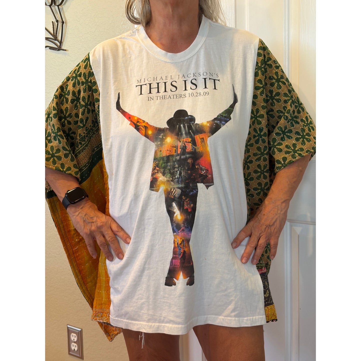Michael Jackson Upcycled Kantha Tunic Top Shirt OS Handmade Boho