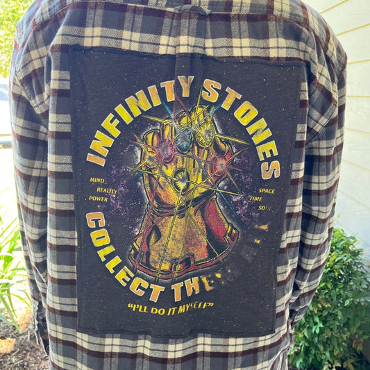 Infinity Stones Guardians of the Galaxy Flannel Shirt upcycled one of a kind XL