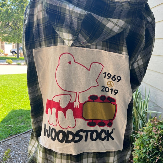 Woodstock Flannel shirt one of a kind upcycled size XXL men's / unisex