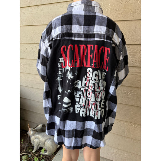 Scarface Upcycled Flannel Shirt Size 3XL Unisex