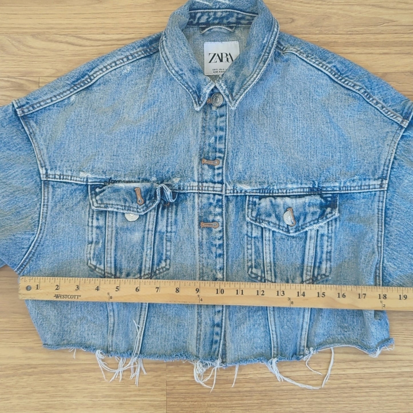 Ice Cube Frayed Jean Jacket upcycled one of a kind Small