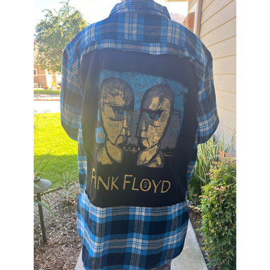 Pink Floyd Flannel Shirt upcycled one of a kind unisex Large L