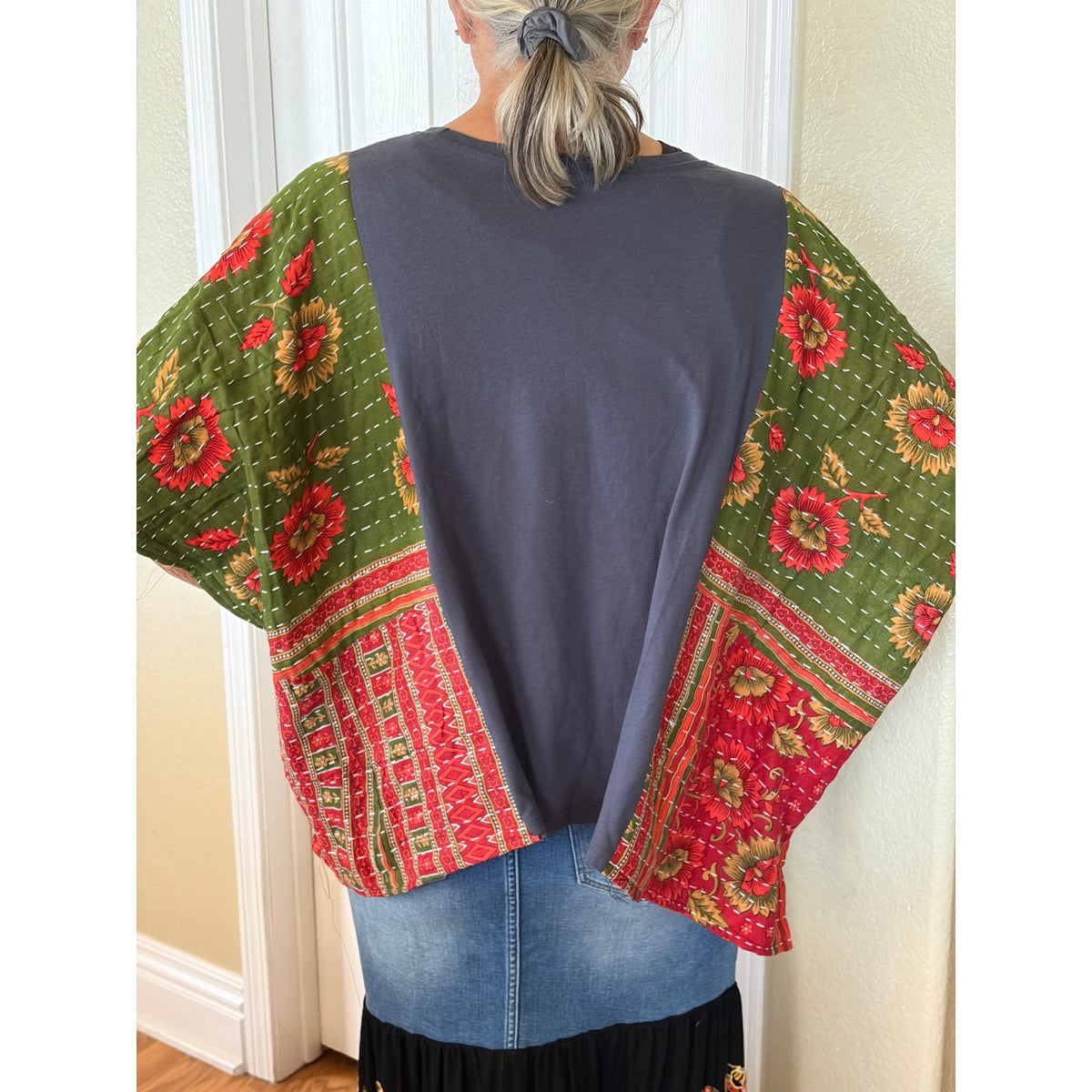 Nashville Tennessee Upcycled Kantha Tunic Top Shirt OS Handmade