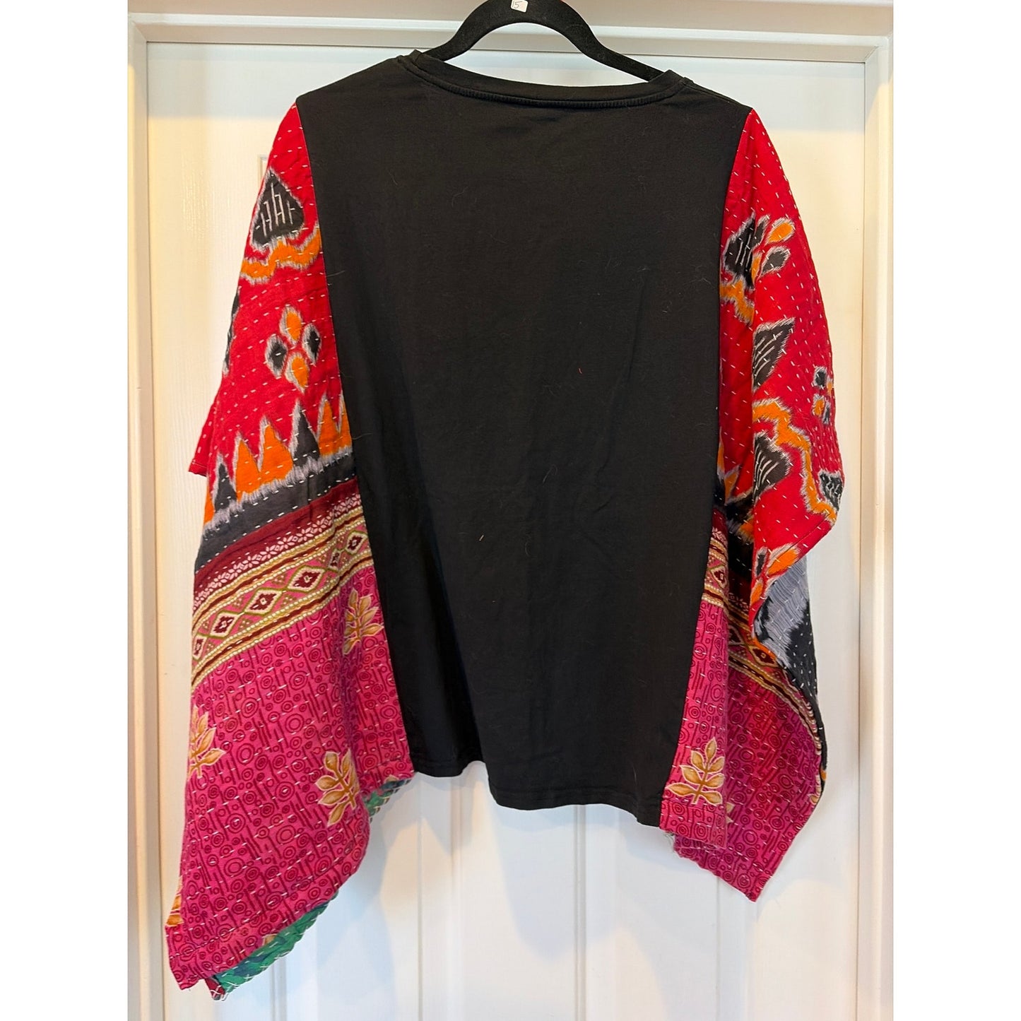 Merry Christmas Trees Upcycled Kantha Tunic Top Shirt OX