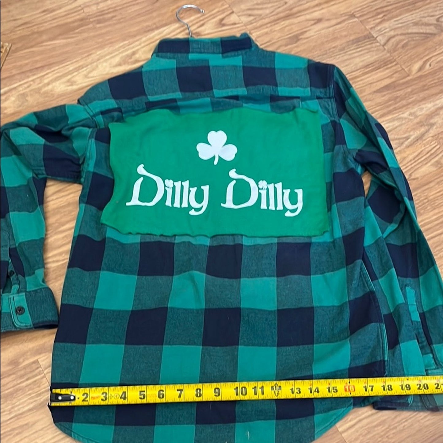 Dilly Dilly St. Patty's Day Upcycled Flannel Shirt Handmade Unisex Size Medium M