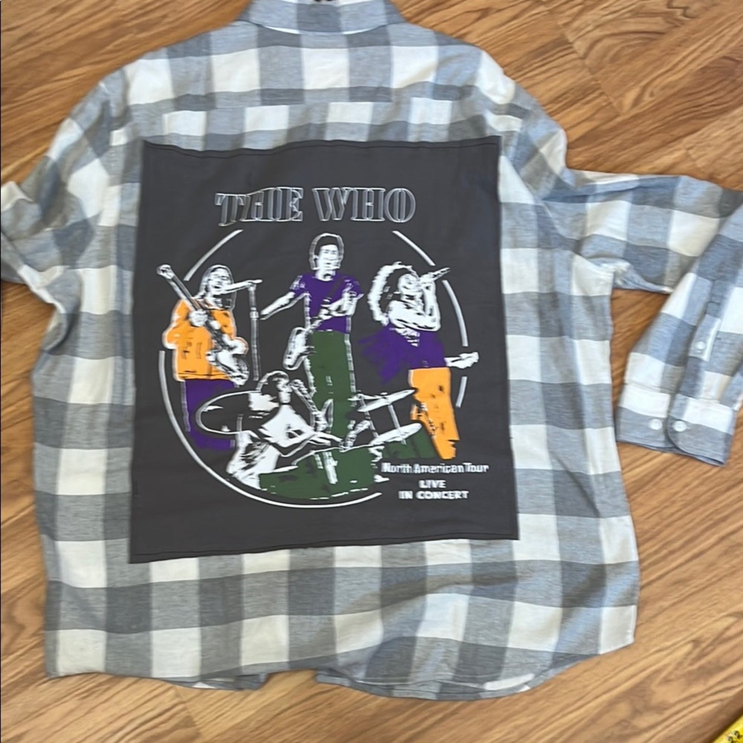 The Who Upcycled Flannel Shirt Handmade Unisex Size XXL