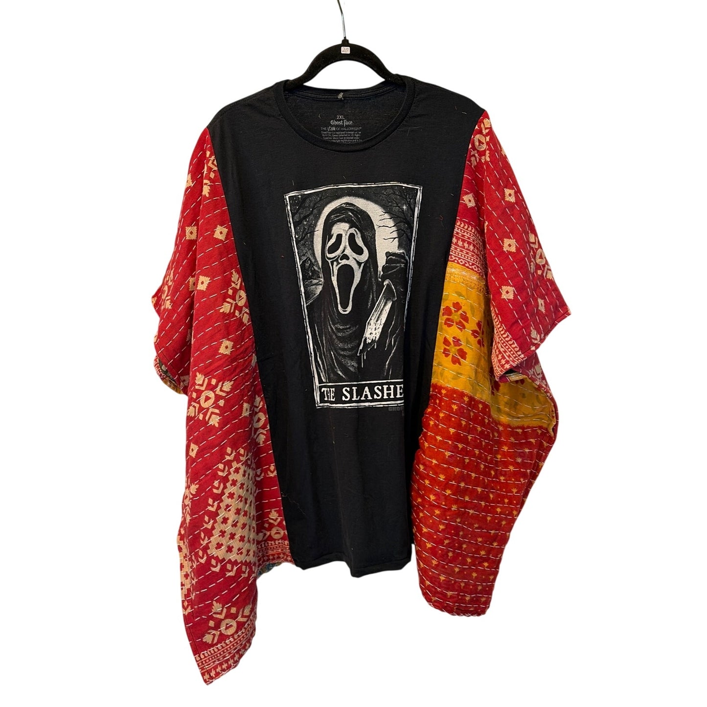 Ghost Face Upcycled Kantha Tunic Top Shirt OS Handmade Boho