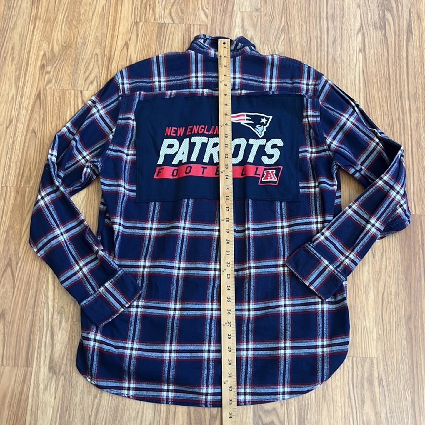 New England Patriots Flannel Shirt upcycled one of a kind size LT