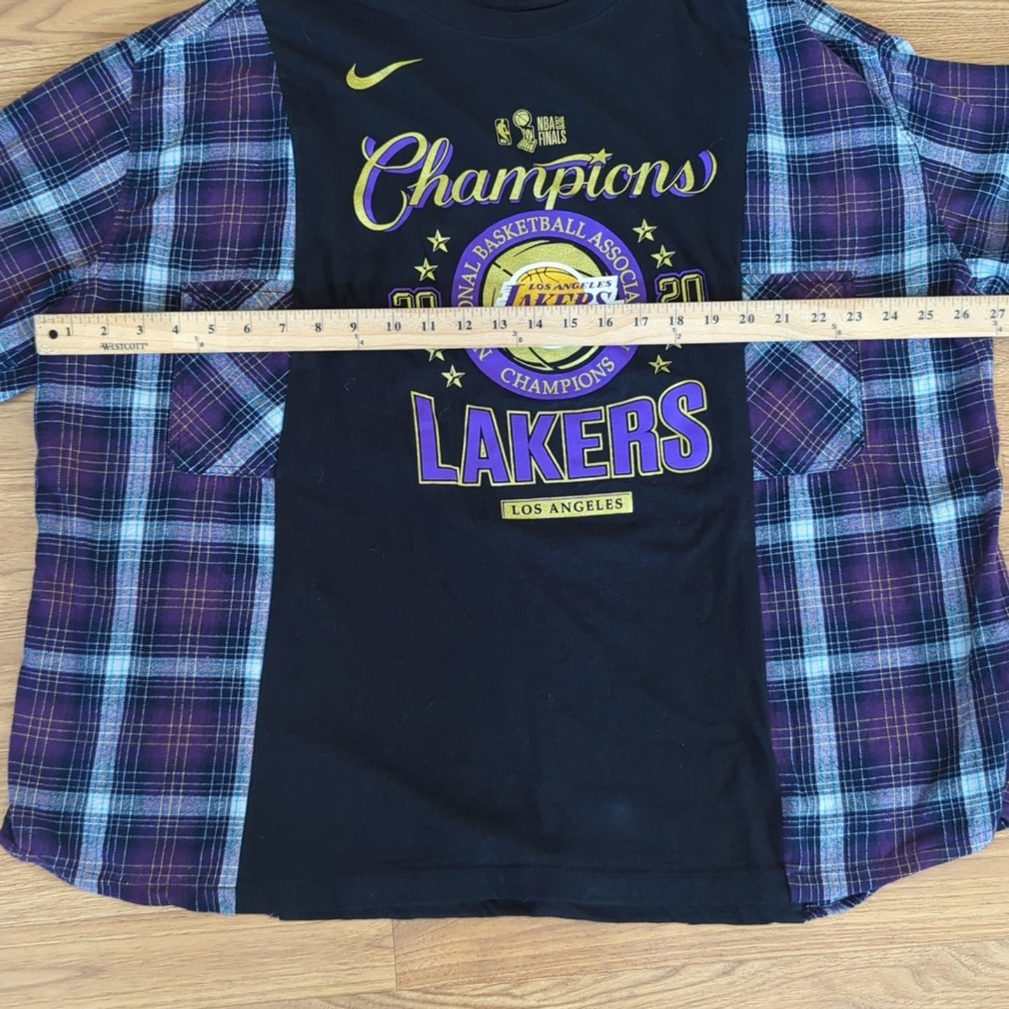 LA Lakers 2020 Champions Upcycled Flannel Shirt One of a kind reworked unisex