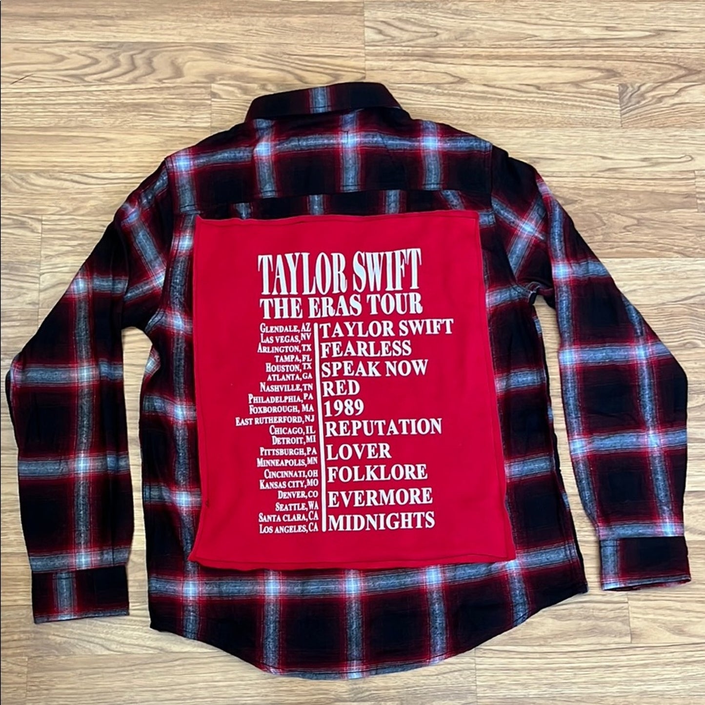 Taylor Swift Eras Tour Upcycled Flannel Shirt unisex Size Medium M