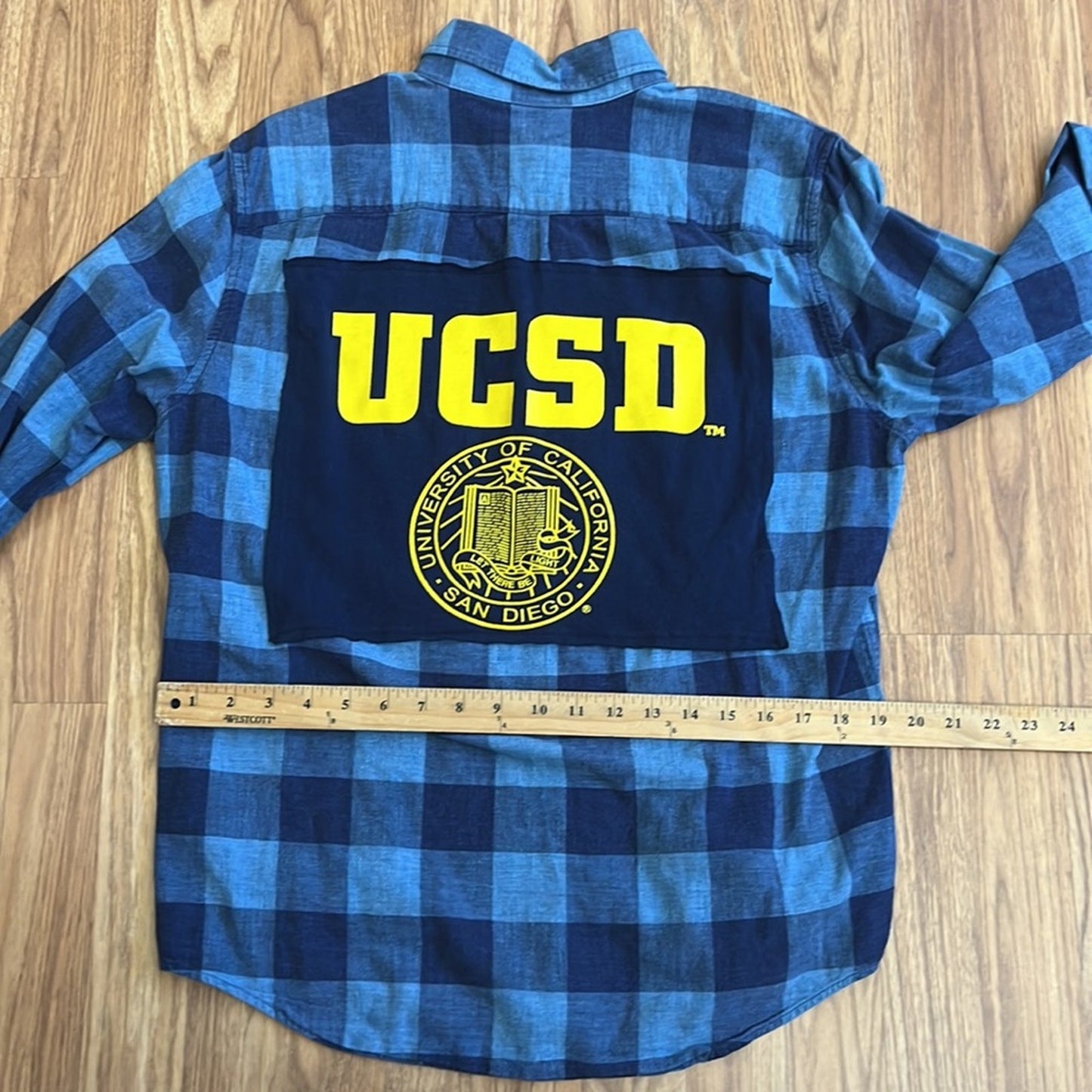 UCSD College Flannel Shirt upcycled one of a kind size Large