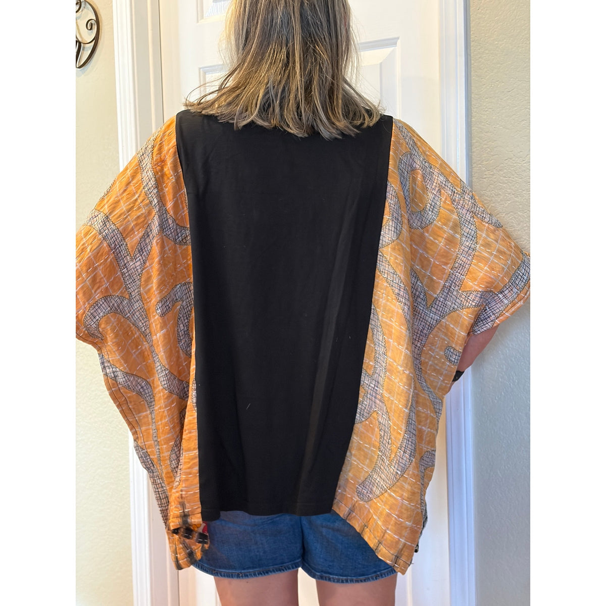 Pumpkin King Upcycled Kantha Tunic Top Shirt OS Handmade