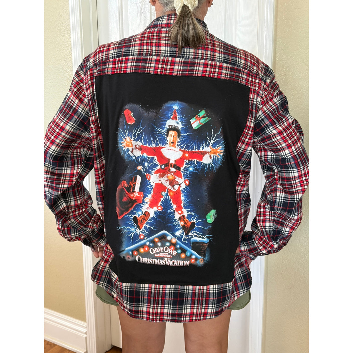 Chevy Chase Christmas Vacation Upcycled Flannel Shirt Unisex XL