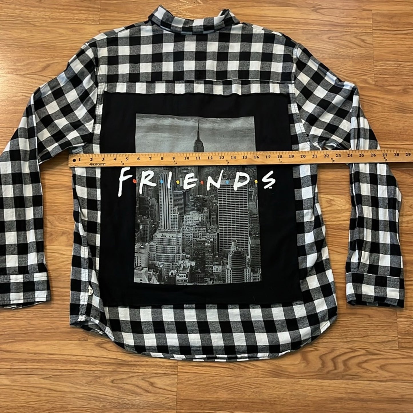 Friends TV Show Upcycled Flannel Shirt Unisex Size XL X-large