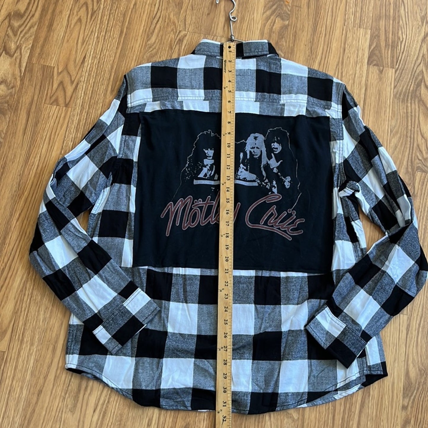 Motley Crue Flannel shirt upcycled one of a kind men's / unisex size XL