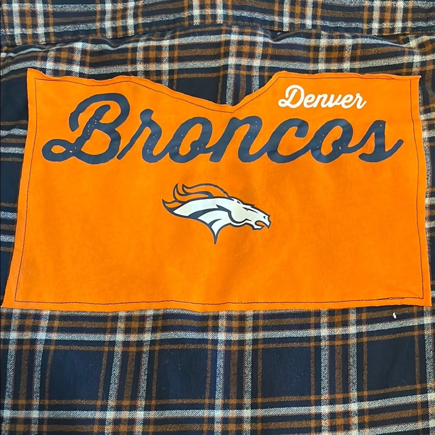 Denver Broncos Flannel Shirt upcyced unisex Size Small S