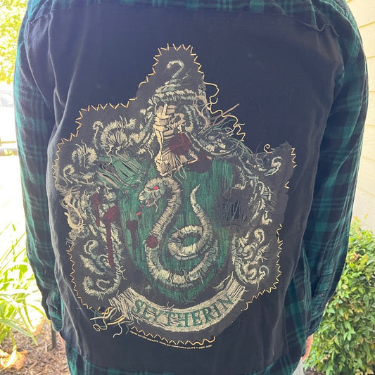 Slytherin Harry Potter Flannel Shirt upcycled one of a kind unisex Medium M