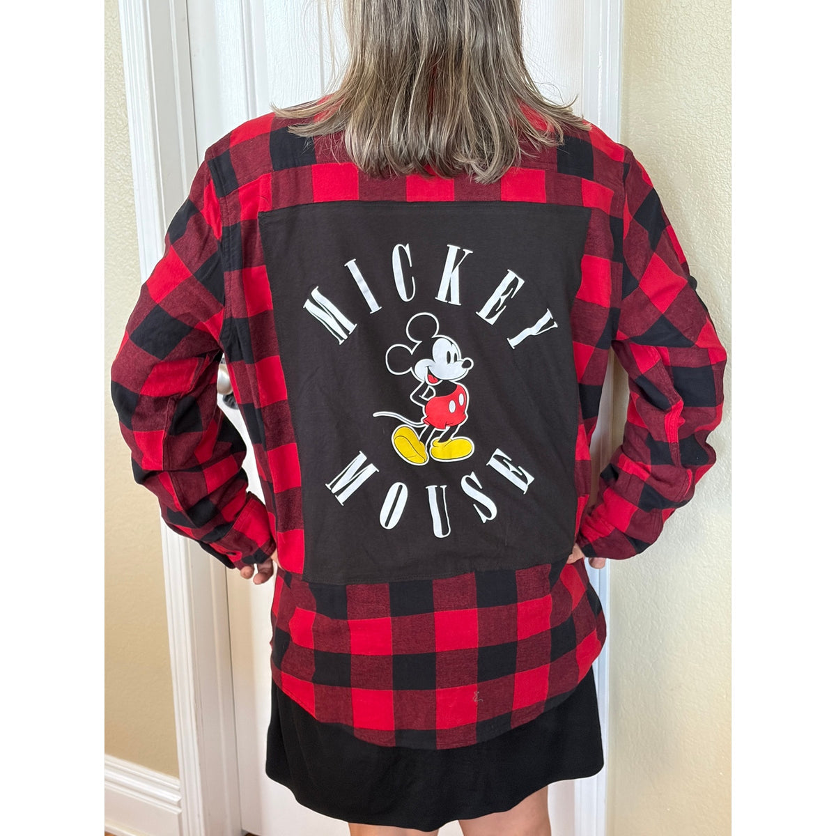 Disney Mickey Mouse Upcycled Flannel Shirt Unisex XL X-large