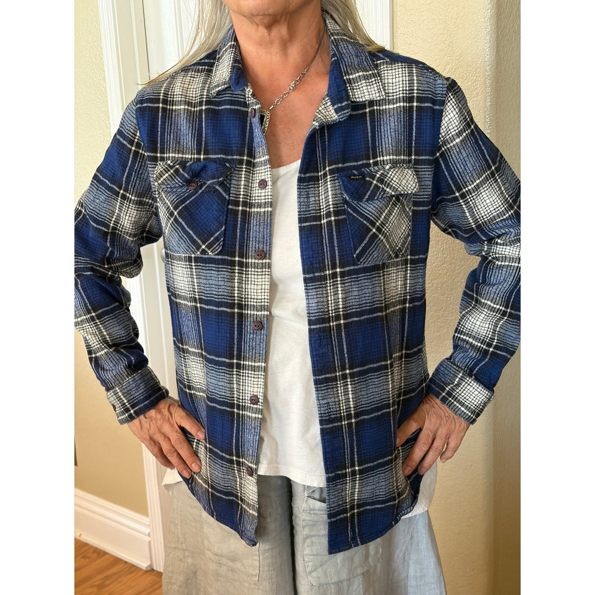 LA Chargers NFL Upcycled Flannel Shirt Unisex Size Medium M
