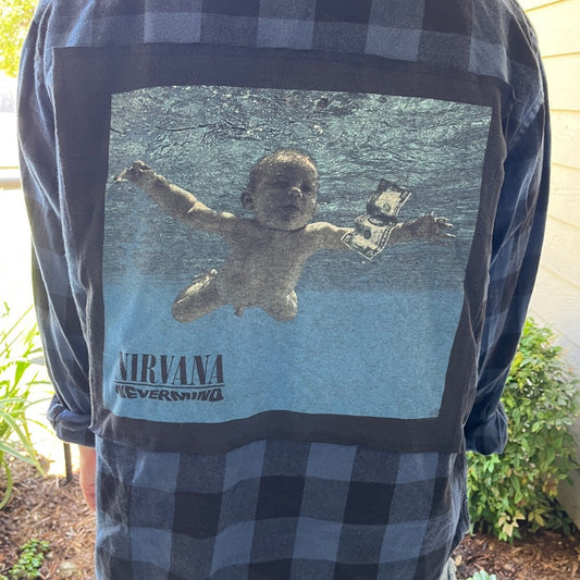 Nirvana Flannel Shirt upcycled one of a kind unisex XXL