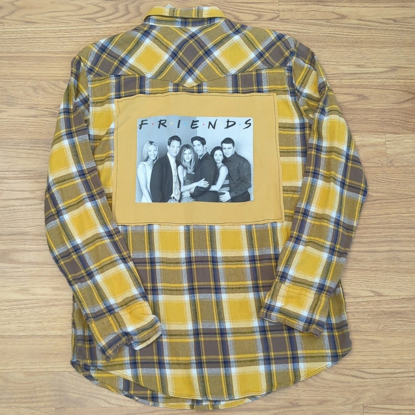 Friends TV Show Flannel Shirt upcycled one of a kind unisex Size Medium