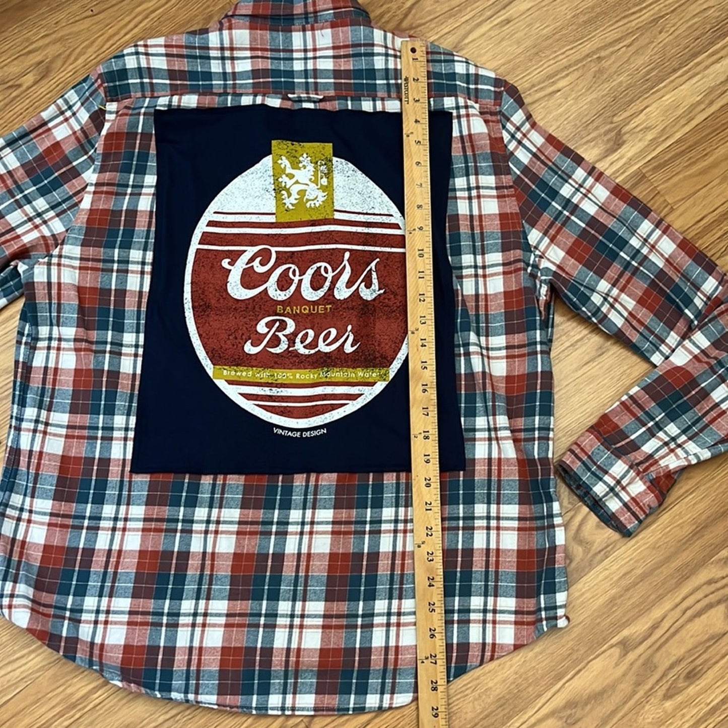 Coors Beer Flannel Shirt upcycled unisex Size XL