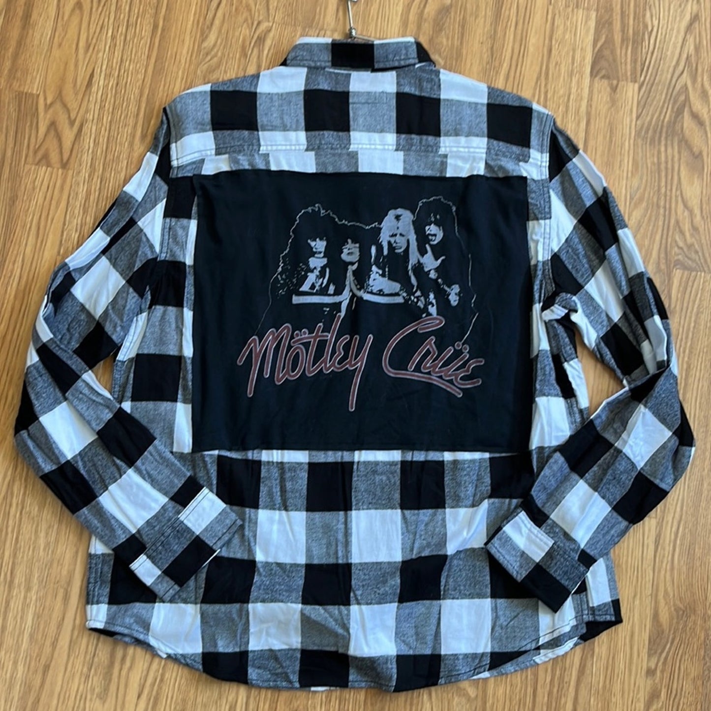 Motley Crue Flannel shirt upcycled one of a kind men's / unisex size XL