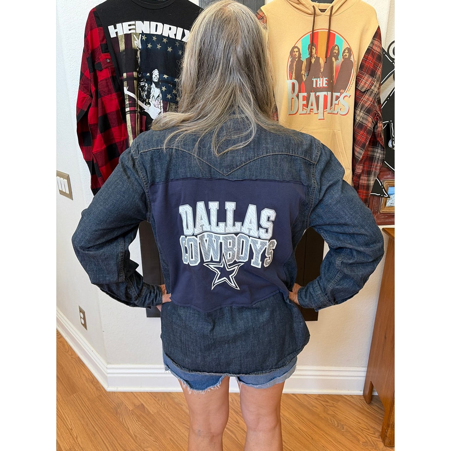 NFL Dallas Cowboys Upcycled Levi's Jean Shirt Unisex Size