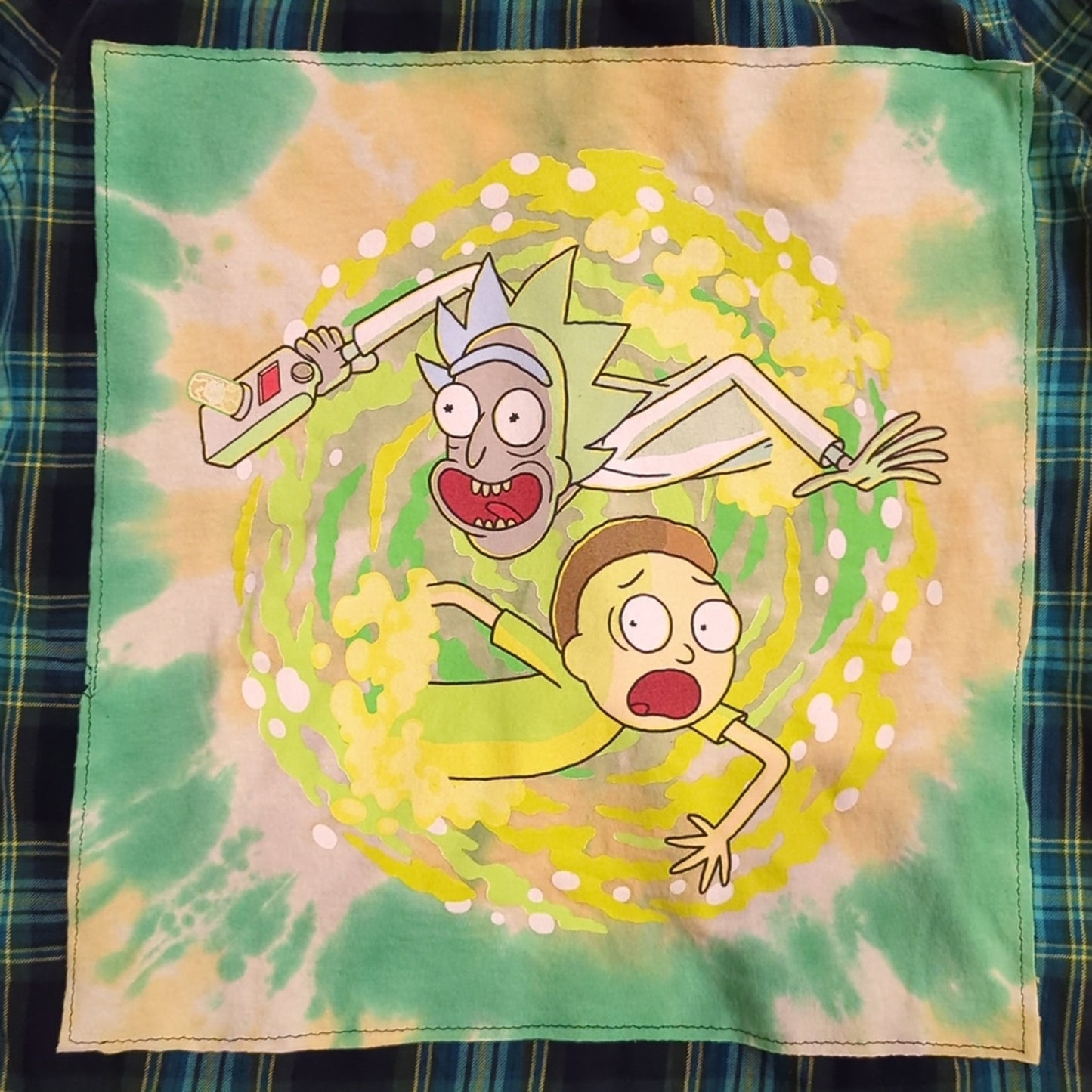 Rick and Morty Flannel Shirt upcycled one of a kind unisex Medium