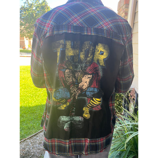 Thor Flannel Shirt upcycled one of a kind unisex Medium M