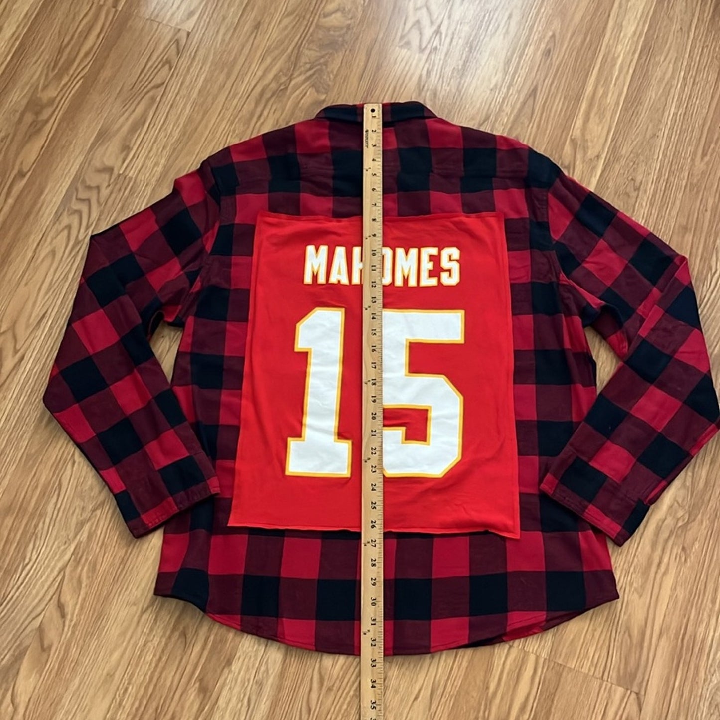 NFL Kansas City Chiefs Mahomes 15 Flannel Shirt upcycled unisex size XXL