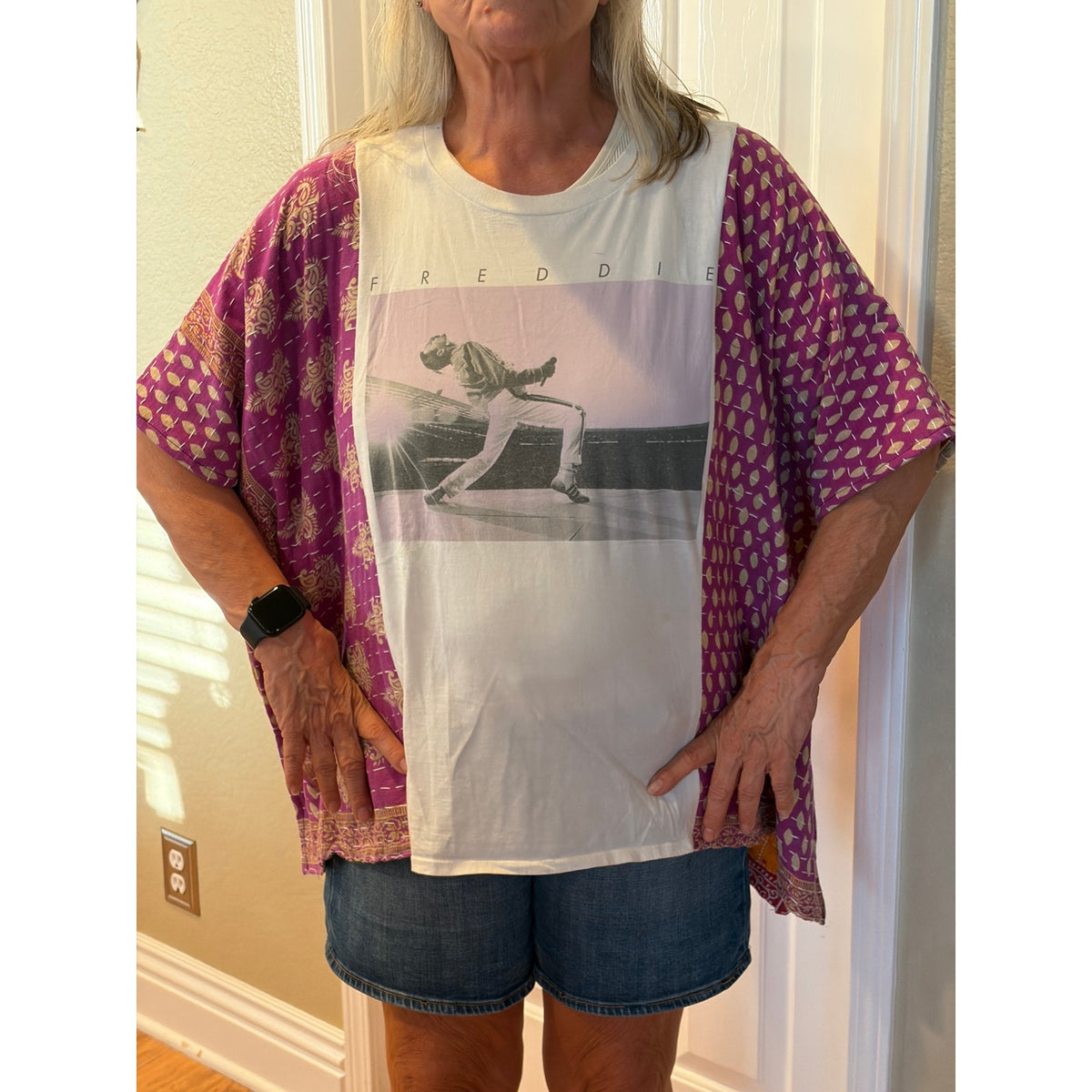 Freddie Mercury Upcycled Kantha Tunic Top Shirt OS Boho