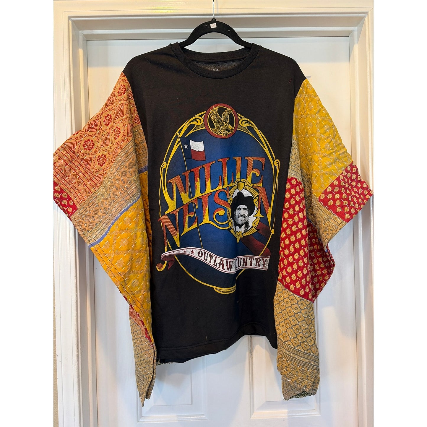 Willie Nelson Upcycled Kantha Tunic Top Shirt OS Handmade Boho